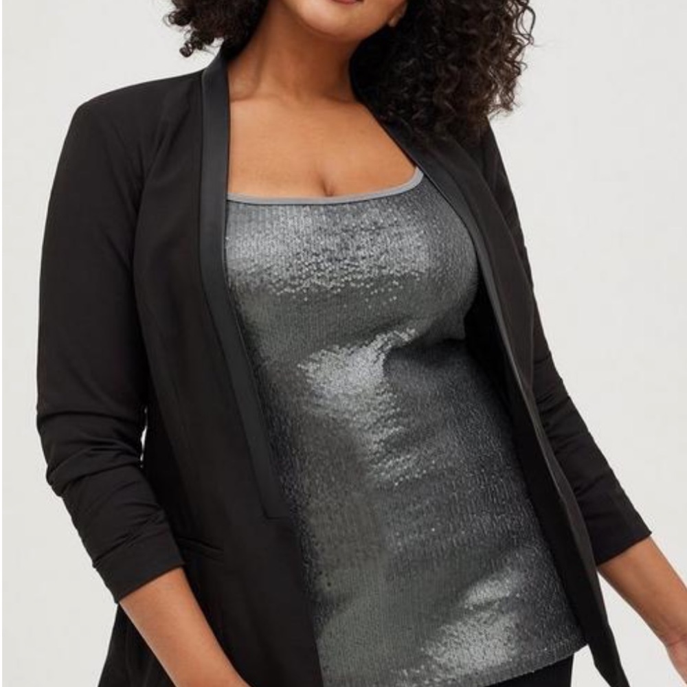 Torrid black Studio Crepe Pu Trim Blazer 2x xxl 18/20 tux inspired jacket